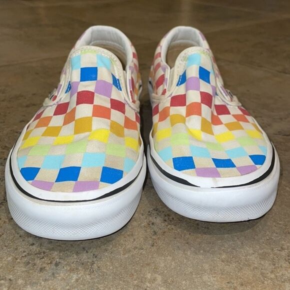 Vans Rainbow Checkerboard Slip-on Sneakers Unisex Size M4 W 5.5 500714 - Picture 4 of 12